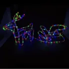 Вуличний новорічний олень із дюралайту маленький із санями від мережі