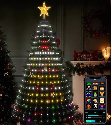 Розумна гірлянда на ялинку Smart 200 LED, з керуванням зі смартфона, 16 кольорів