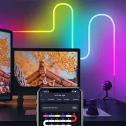 Розумна гнучка LED Neon RGB стрічка-шланг 2 метрів від USB управління режимами з телефону, Bluetooth додаток, пульт
