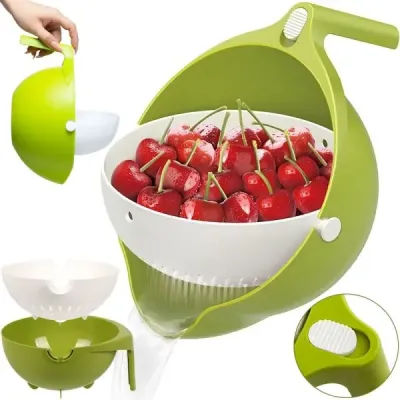 Універсальна миска – дуршлаг Mesh Strainer Drain Basket • Господарський силіконовий кошик зі зливом 2в1