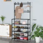 чорна Універсальна вішалка для одягу New simple floor clothes rack 5 полиць