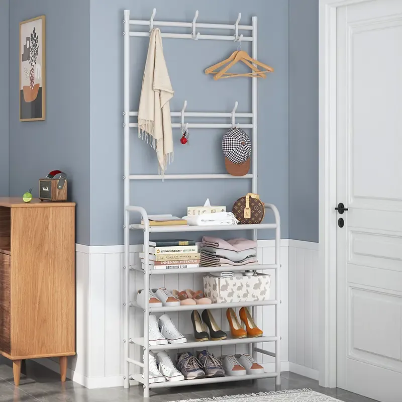 чорна Універсальна вішалка для одягу New simple floor clothes rack 5 полиць