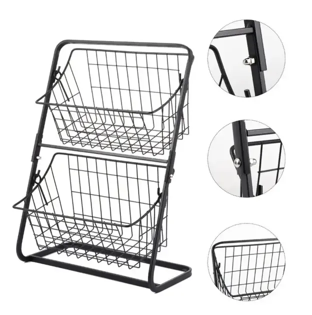 Універсальний кухонний металевий органайзер, двостороння полиця для овочів, фруктів, приправ (39x28x18см)