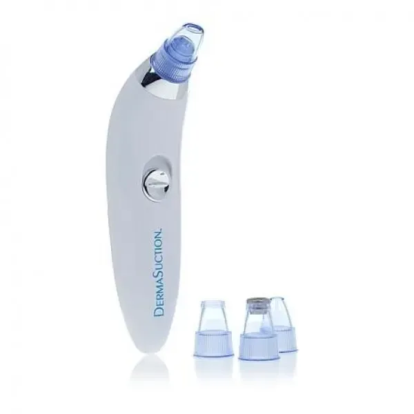 Вакуумний очисник Derma suction DS Vacuum для професійної чистки шкіри та пор обличчя - легкий компактний зручний прилад у використанні + 4 насадки, Білий
