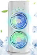 Вентилятор настільний подвійний з охолодженням Double-ended Spray Fan LED-підсвічування 3 швидкості, розпилювач водяного туману