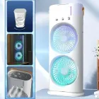 Вентилятор настільний подвійний з охолодженням Double-ended Spray Fan LED-підсвічування 3 швидкості, розпилювач водяного туману