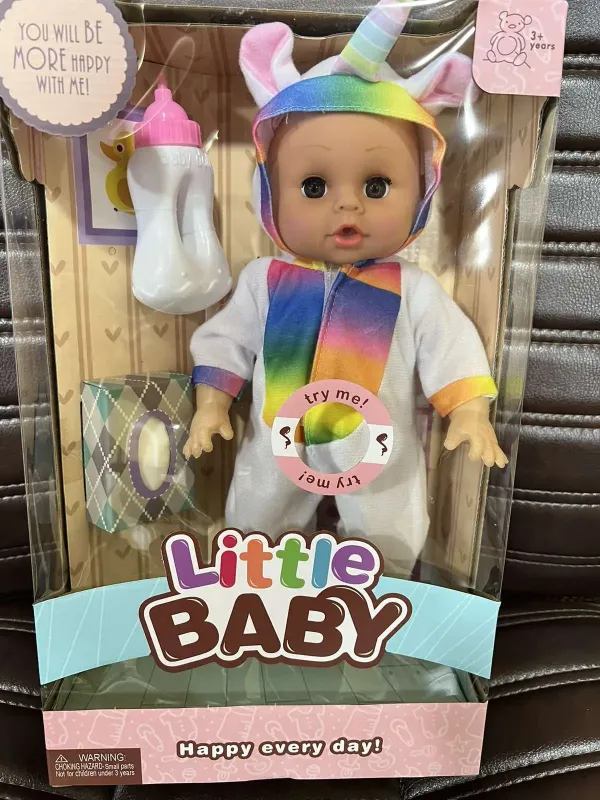 Лялька пупс, що розмовляє з пляшечкою та серветками Little Baby