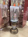 Дід Мороз Декоративна новорічна LED свічка зі снігом, 25см, від батарейок та USB