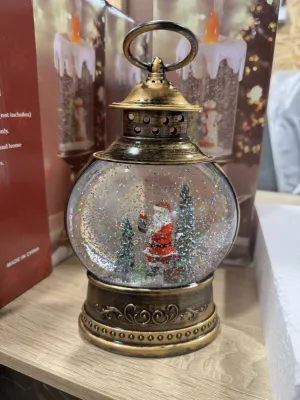 Дід мороз Чарівний ліхтар круглої форми "З анімацією" 26 см., новорічний світильник