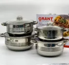 Набір посуду Unique UN-7020 8 предметів / Каструлі з нержавіючої сталі / Скромні термостійкі кришки