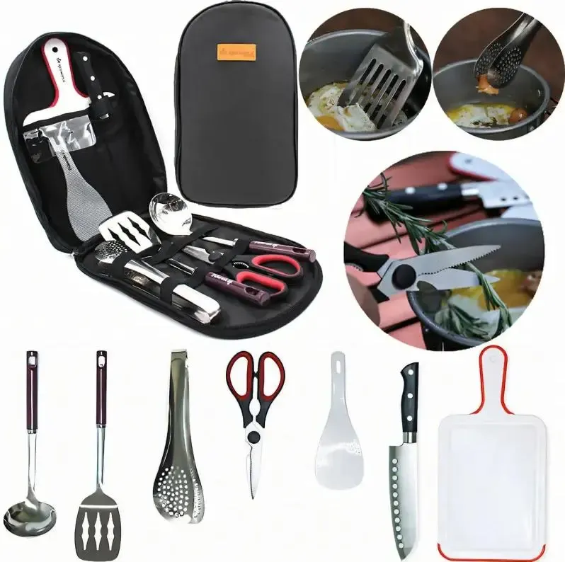 Набір для барбекю 13 предметів, набір для барбекю з нержавіючої сталі в алюмінієвому футлярі, професійний набір для барбекю.
