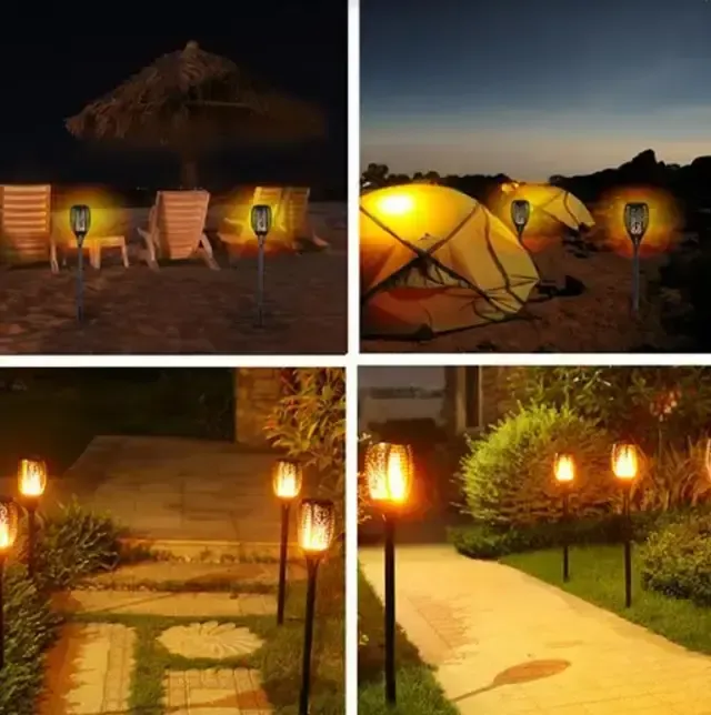 60 см Водонепроникний садовий ліхтар на сонячній батареї вуличний світлодіодний світильник на сонячній батареї з ефектом полум'я Solar flame led light sensor activated