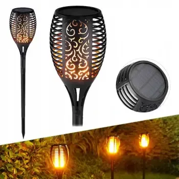 60 см Водонепроникний садовий ліхтар на сонячній батареї вуличний світлодіодний світильник на сонячній батареї з ефектом полум'я Solar flame led light sensor activated