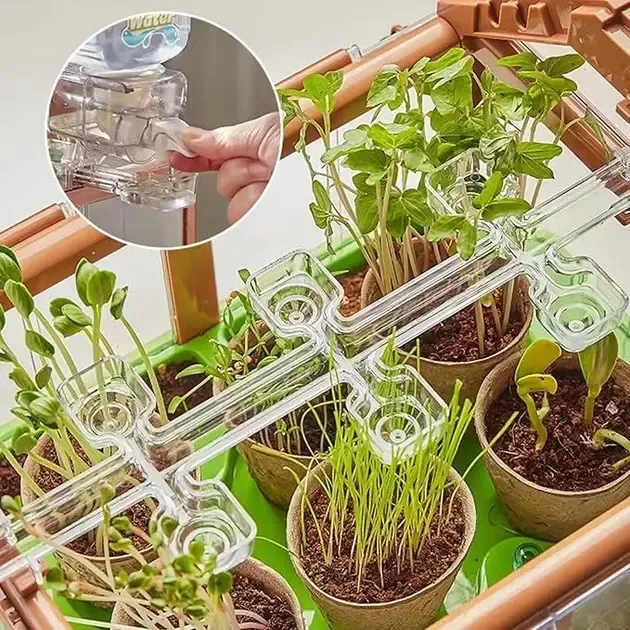 Ігровий набір теплиця для вирощування рослин з насінням та крапельним поливом Рожевий