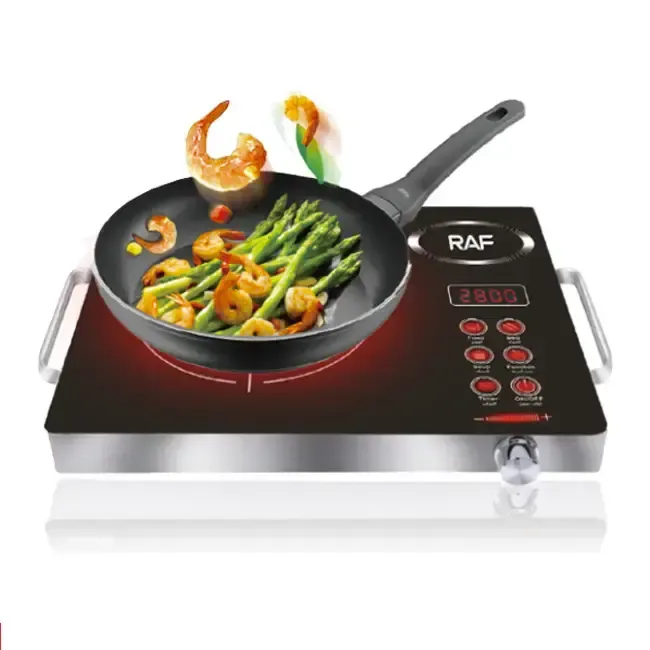 Інфрачервона одноконфоркова електроплита RAF.8003, Електрична настільна плита зі склокераміки для дому, Потужна сенсорна побутова плитка