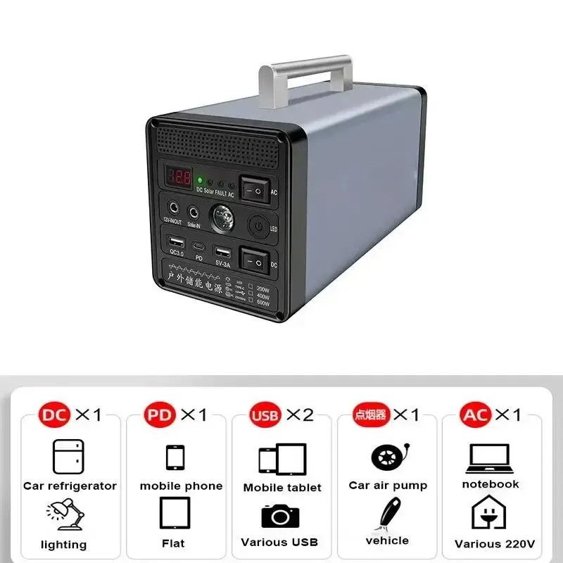 Інвертор акумуляторний 12,8V/50Ah/600W Портативна електростанція 600Вт, 144000мАч