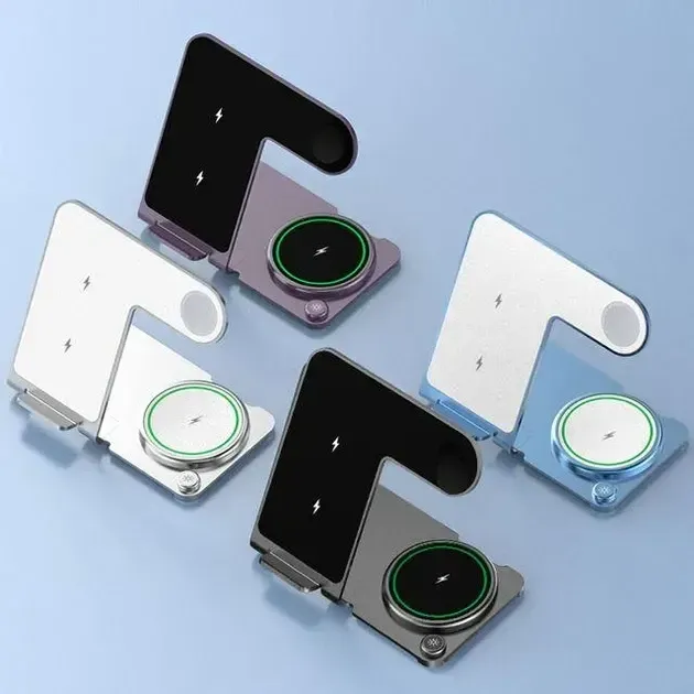 Зарядна станція 3 в 1, підставка для швидкого зарядного бездротового пристрою