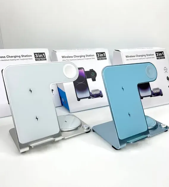 Зарядна станція 3 в 1, підставка для швидкого зарядного бездротового пристрою