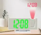 Дзеркальний годинник з проектором часу 3618LP настільний електронний з будильником, календарем та вбудованим термометром • Зелене підсвічування