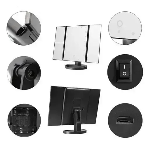 Дзеркало потрійне для макіяжу Superstar Magnifying Mirror із LED-підсвічуванням прямокутне зі збільшенням