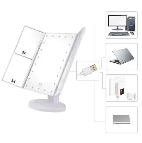 Дзеркало потрійне для макіяжу Superstar Magnifying Mirror із LED-підсвічуванням прямокутне зі збільшенням