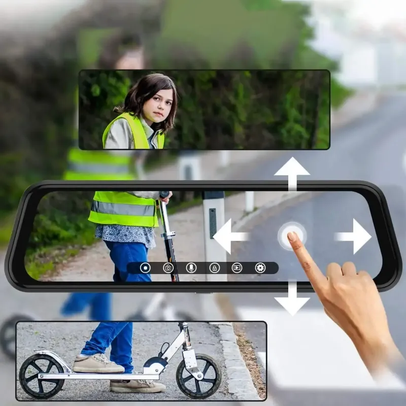 Дзеркало-відеореєстратор з камерою заднього виду та сенсорним екраном, H02