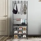 Залізна вішалка для одягу + підставка для взуття, 2 в одному, 4 полиці "Multi-functional shoe and hat rack"