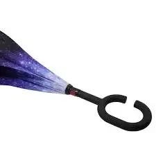 Парасолька Lesko Up-Brella Зоряне небо складається парасолька у зворотному напрямку довга ручка антизонт хіт